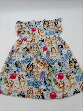 Bluey Casual Dress 2T White Multicolor